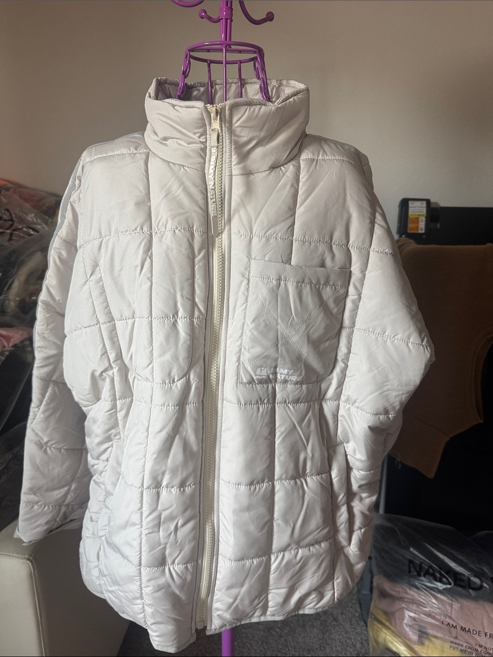 Shein in my Nature Lightweight White Quilted Puffer Jacket with High Collar